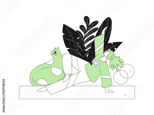 Practicing yoga, physical and mental health, flat vector character concept, operation hand drawn illustration
