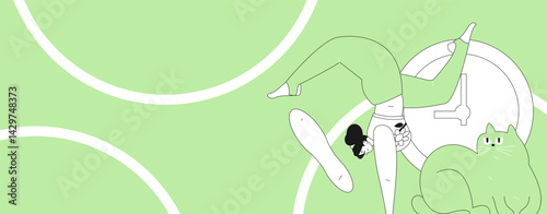 Practicing yoga, physical and mental health, flat vector character concept, operation hand drawn illustration
