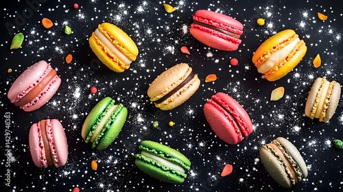 Wallpaper Mural Colorful Macarons Dessert Flatlay Pastry Sweet Treats Torontodigital.ca