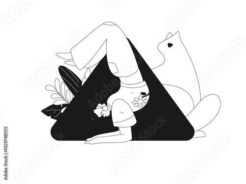 Practicing yoga, physical and mental health, flat vector character concept, operation hand drawn illustration
