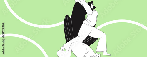 Practicing yoga, physical and mental health, flat vector character concept, operation hand drawn illustration
