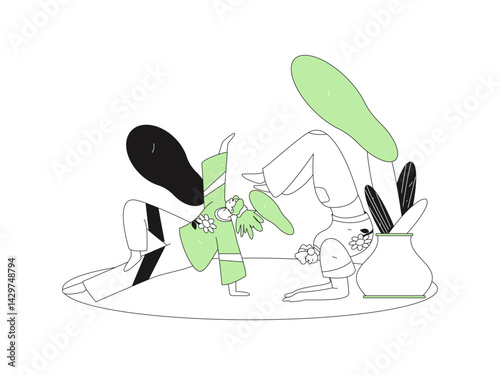 Practicing yoga, physical and mental health, flat vector character concept, operation hand drawn illustration
