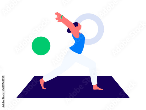Practicing yoga, physical and mental health, flat vector character concept, operation hand drawn illustration
