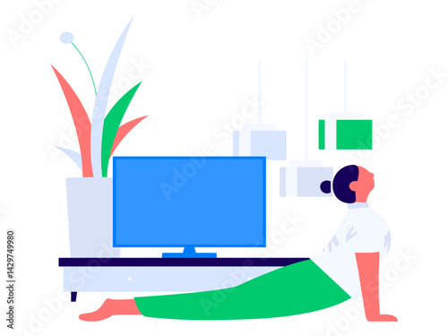 Practicing yoga, physical and mental health, flat vector character concept, operation hand drawn illustration
