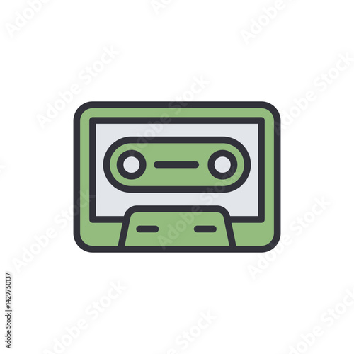 Cassette colored icons, minimalist vector illustration ,simple transparent graphic element .Isolated on white background