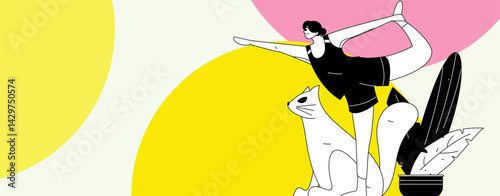 Practicing yoga, physical and mental health, flat vector character concept, operation hand drawn illustration
