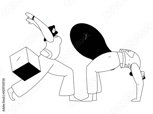 Practicing yoga, physical and mental health, flat vector character concept, operation hand drawn illustration
