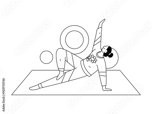 Practicing yoga, physical and mental health, flat vector character concept, operation hand drawn illustration
