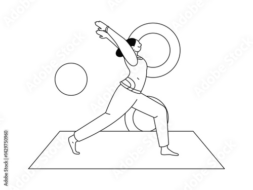 Practicing yoga, physical and mental health, flat vector character concept, operation hand drawn illustration
