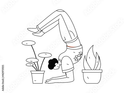 Practicing yoga, physical and mental health, flat vector character concept, operation hand drawn illustration
