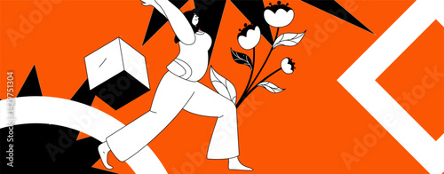 Practicing yoga, physical and mental health, flat vector character concept, operation hand drawn illustration

