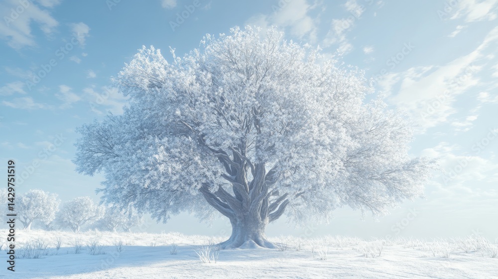 Winter Wonderland Scene with Snow Covered Tree Winter Wonderland Scene with Snow Covered Tree