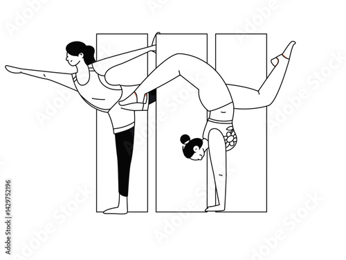 Practicing yoga, physical and mental health, flat vector character concept, operation hand drawn illustration

