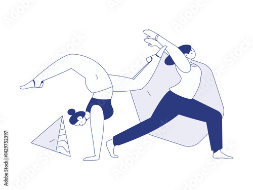 Practicing yoga, physical and mental health, flat vector character concept, operation hand drawn illustration
