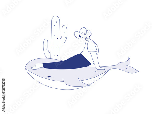 Practicing yoga, physical and mental health, flat vector character concept, operation hand drawn illustration
