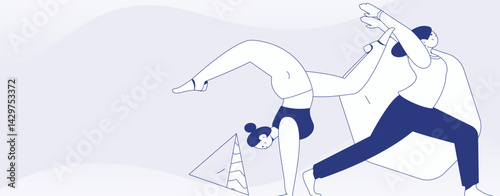 Practicing yoga, physical and mental health, flat vector character concept, operation hand drawn illustration
