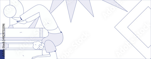 Practicing yoga, physical and mental health, flat vector character concept, operation hand drawn illustration
