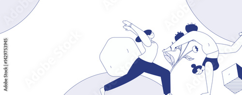 Practicing yoga, physical and mental health, flat vector character concept, operation hand drawn illustration
