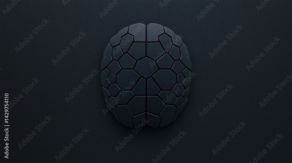 Fototapeta premium A sleek, modern design resembling a brain, featuring hexagonal patterns and a dark backdrop, emphasizing technology and innovation.