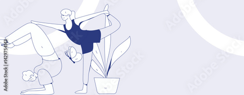 Practicing yoga, physical and mental health, flat vector character concept, operation hand drawn illustration
