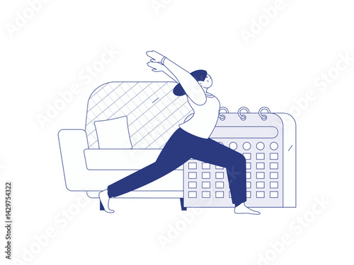 Practicing yoga, physical and mental health, flat vector character concept, operation hand drawn illustration
