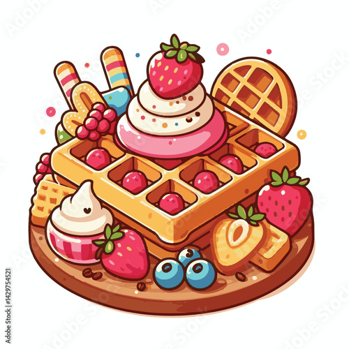 food, waffle, dessert, breakfast, sweet, snack, pastry, background, bakery, homemade, delicious, tasty, belgian, meal, fresh, crispy, lunch, baked, wafer, illustration, white, cream, cake, closeup, su