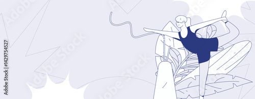 Practicing yoga, physical and mental health, flat vector character concept, operation hand drawn illustration
