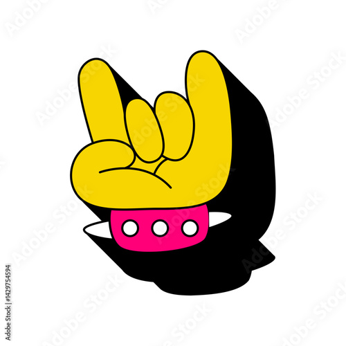 3D rock hand gesture illustration