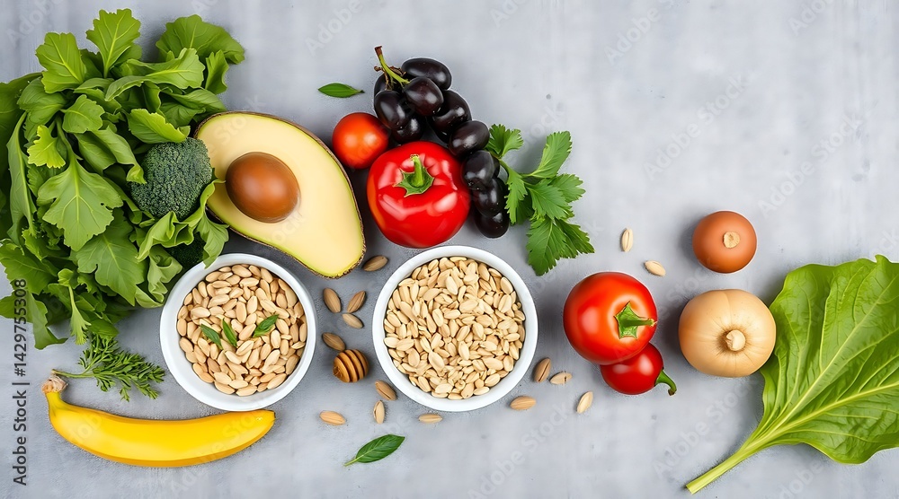 Fresh and Vibrant Display of Nutritious Foods for a Healthy Lifestyle Fresh and Vibrant Display of Nutritious Foods for a Healthy Lifestyle