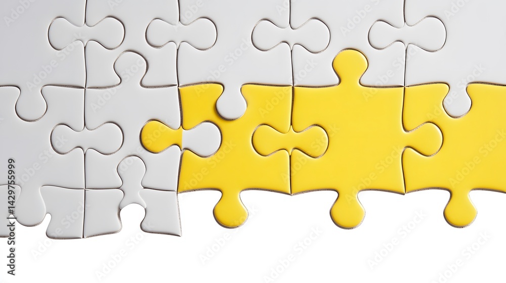 Obraz premium Connecting Puzzle Pieces Teamwork Collaboration Solution