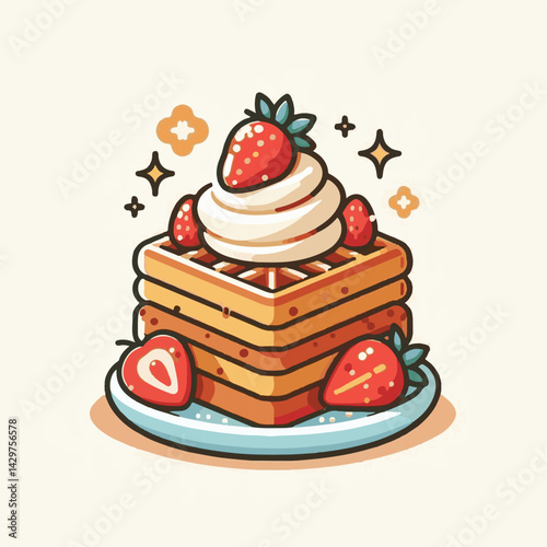 food, waffle, dessert, breakfast, sweet, snack, pastry, background, bakery, homemade, delicious, tasty, belgian, meal, fresh, crispy, lunch, baked, wafer, illustration, white, cream, cake, closeup, su