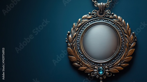 blank silver metal plaque award medal frame design asset with room for copy or text