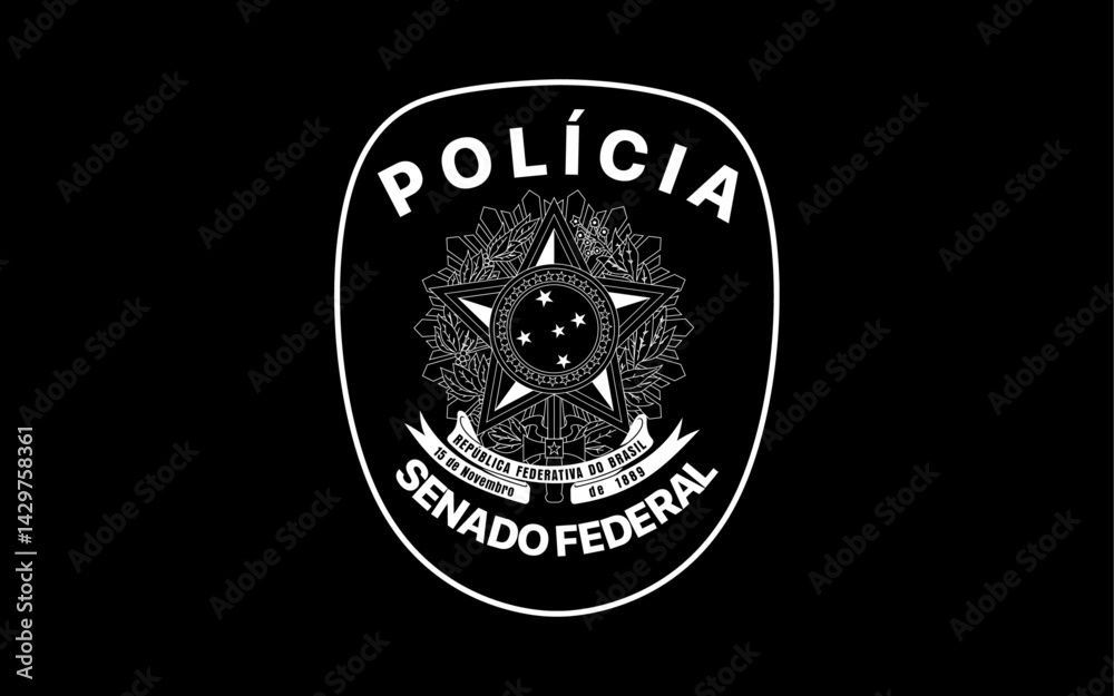 Brasão da Policia do Brasil. Policia do Senado em vetor editável para concurso publico da policia brasileira 