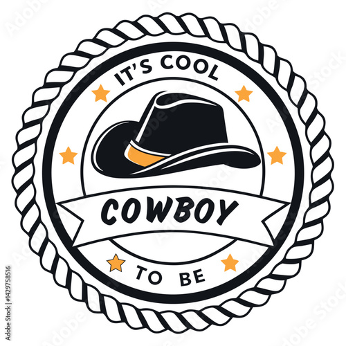 It's Cool To Be Cowboy Vintage Badge T-Shirt