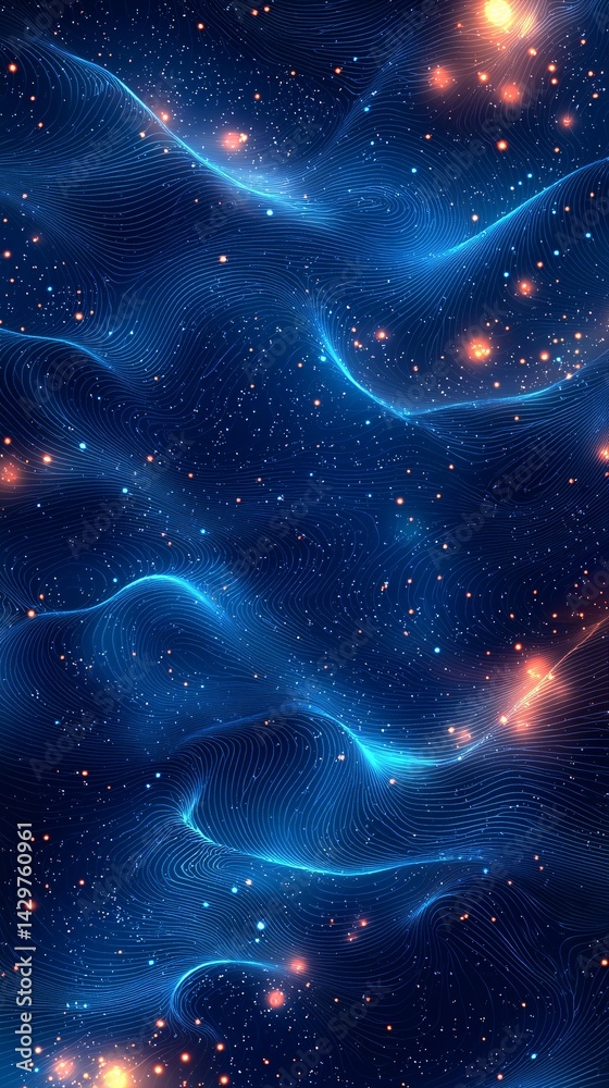 Fototapeta premium Blue halo starry sky abstract background