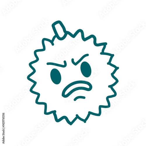 Attractive Hand Drawn Doodle Durian Fruits Character Vector Illustration	
