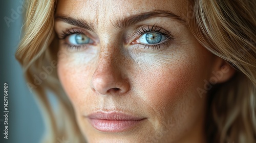 close up of woman face with under eye swelling