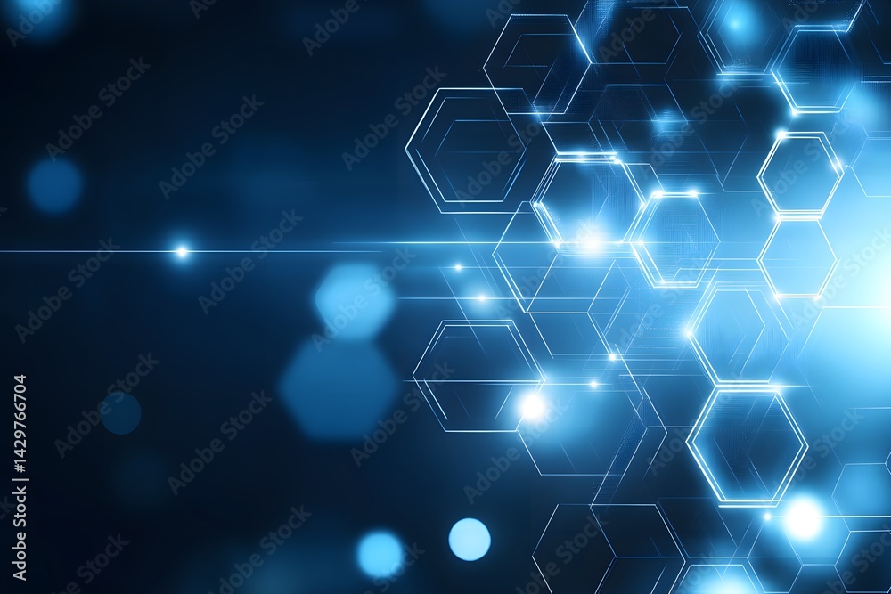 Abstract Blue Hexagon Technology Background Futuristic Digital Network Abstract Blue Hexagon Technology Background Futuristic Digital Network