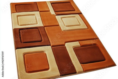Geometric patterned rug in beige and brown
