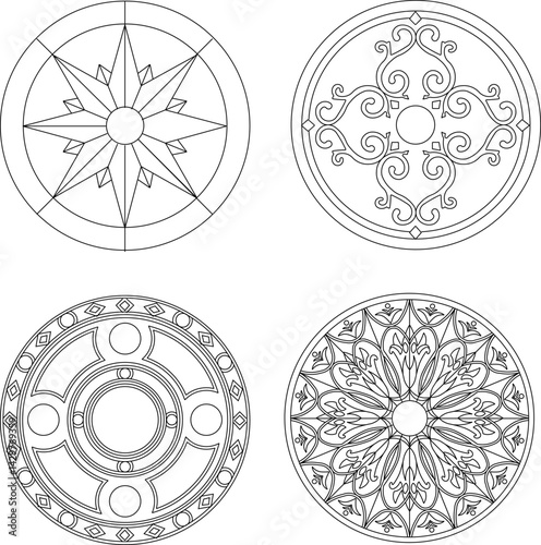 silhouette design vector illustration sketch decoration rosette icon background pattern art ornament classic vintage modern abstract 