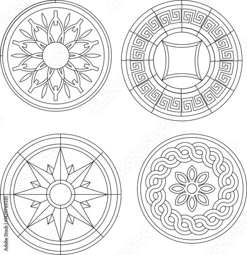 silhouette design vector illustration sketch decoration rosette icon background pattern art ornament classic vintage modern abstract