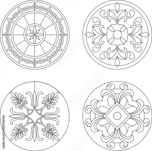 silhouette design vector illustration sketch decoration rosette icon background pattern art ornament classic vintage modern abstract 