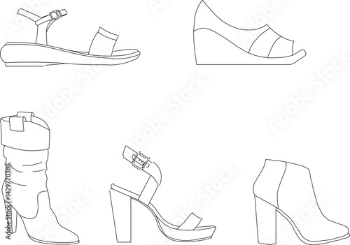 silhouette design vector illustration sketch image sandals shoes fashion women career