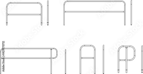 silhouette design vector illustration sketch image Sidewalk fence and pedestrian fences for barriers and handrails in parks and fields 