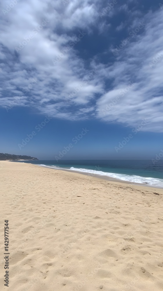 Serene Sandy Beach Seascape Summer Ocean View Serene Sandy Beach Seascape Summer Ocean View