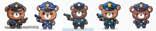 Vector of a bear wearing a police costume.