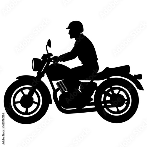 Silhouette of a motorcyclist on a motorcycle