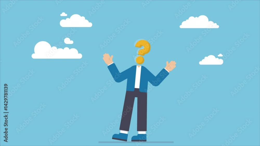 Animated anonymous businessman with question mark head unknown person Animated anonymous businessman with question mark head unknown person