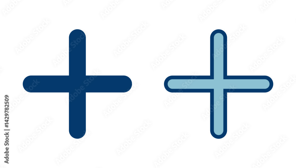 Obraz premium Plus Icon vector isolated on white background. Add plus icon. Addition sign. Medical Plus icon