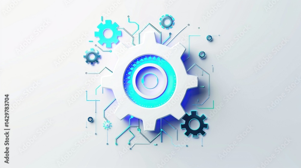 Obraz premium Minimal technology icon on white background stock photo --ar 16:9 --raw --v 6 Job ID: b75aa415-466d-4ba9-817c-2a8cb0a893bb